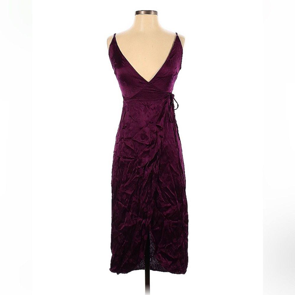 Topshop midi cocktail, plunge, plum/wine color